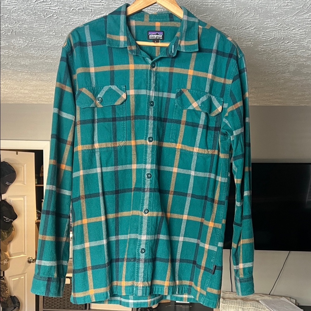 Patagonia Green and Yellow Plaid Shirt